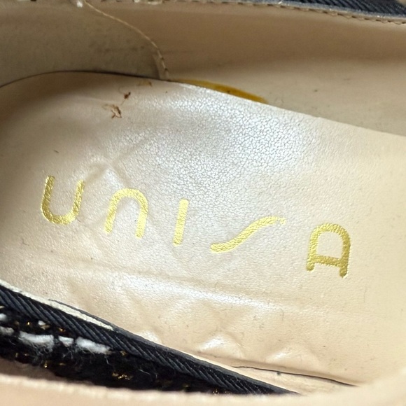 UNISA Mary Jane Preppy Tweed Retro Black Metallic Block Heel Heels - Picture 5 of 9